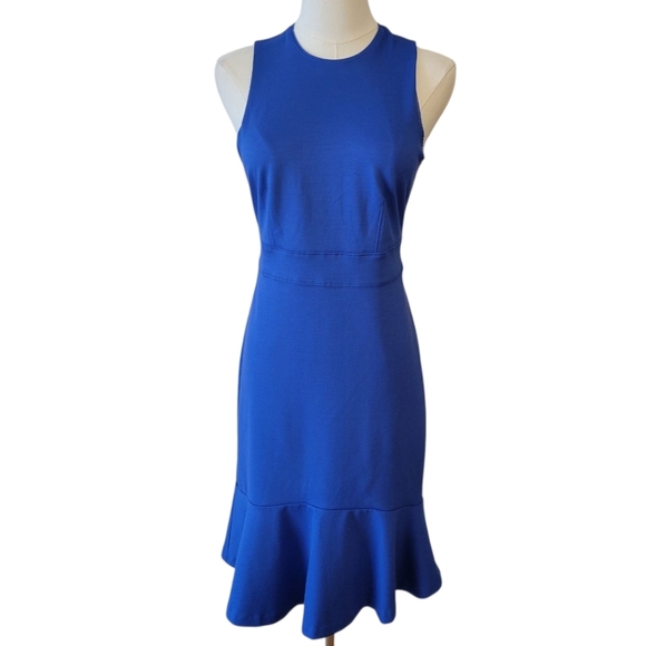 Ann Taylor Blue Sleeveless Flounce Dress Size 2 Petite - Picture 2 of 6